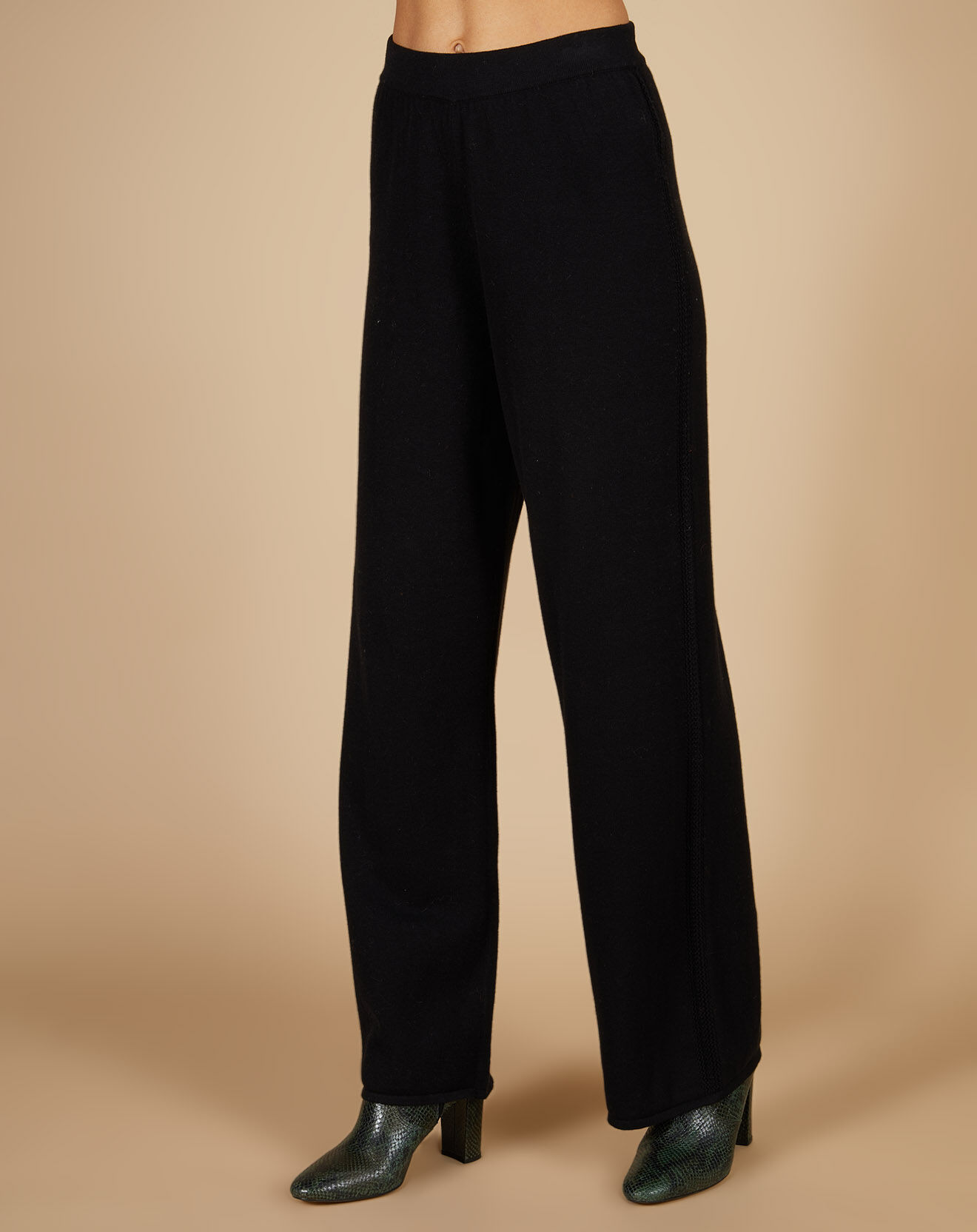 Cashmere Tribu Pantalon en Coton & Cachemire Salomé noir