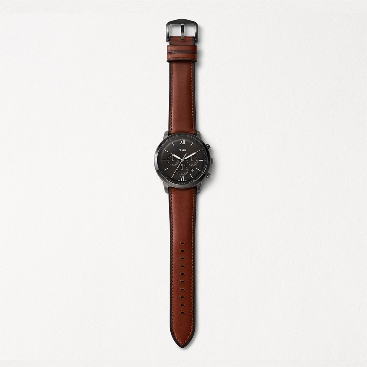 Montre Fossil Grant homme chronographe acier cuir marron