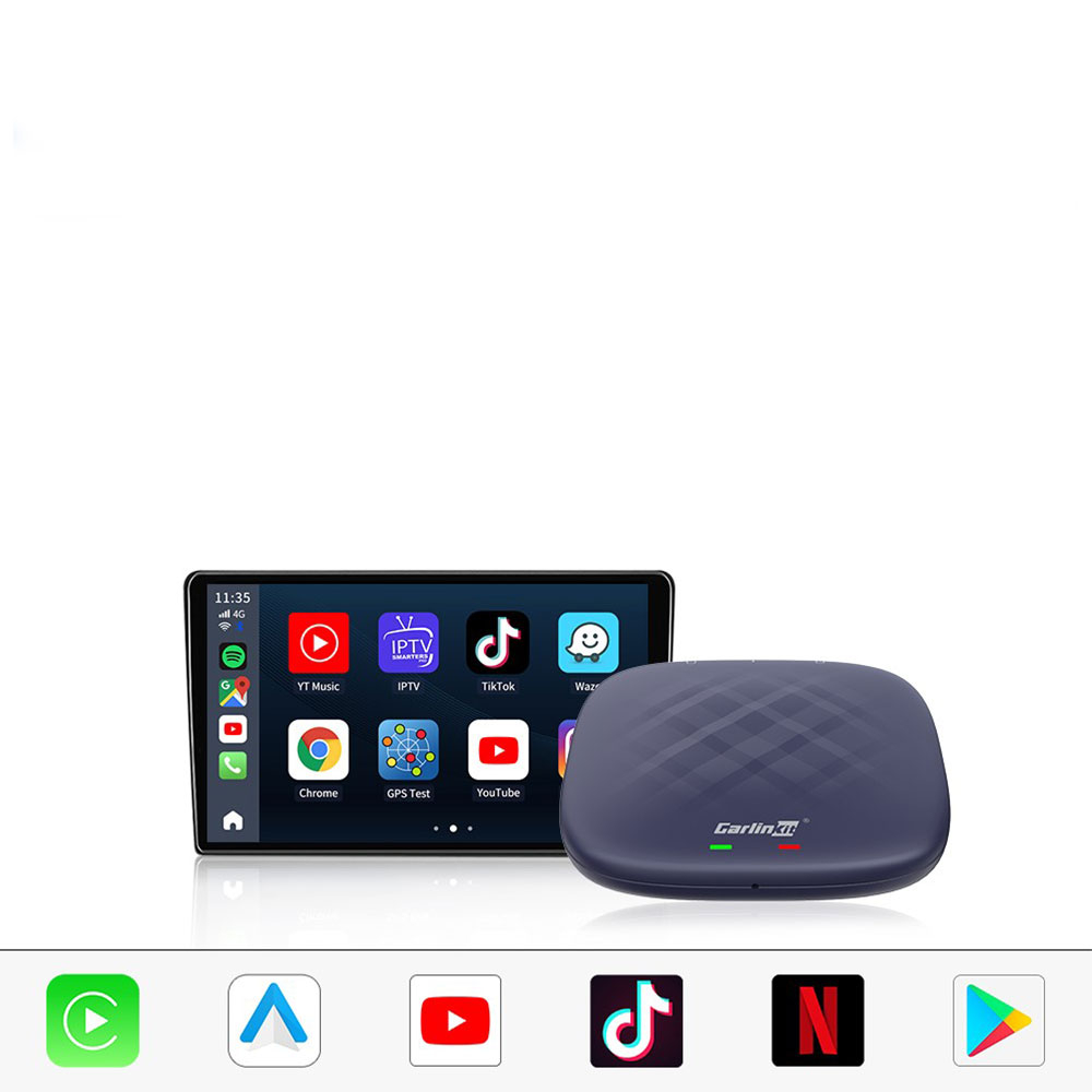 TBox Plus Smart Box Android 13 KFZ USB/USB-C Wireless Adapter für Apple CarPlay und Android Auto mit 5Ghz WiFi / GPS / BT 5.0 - Dunkelblau