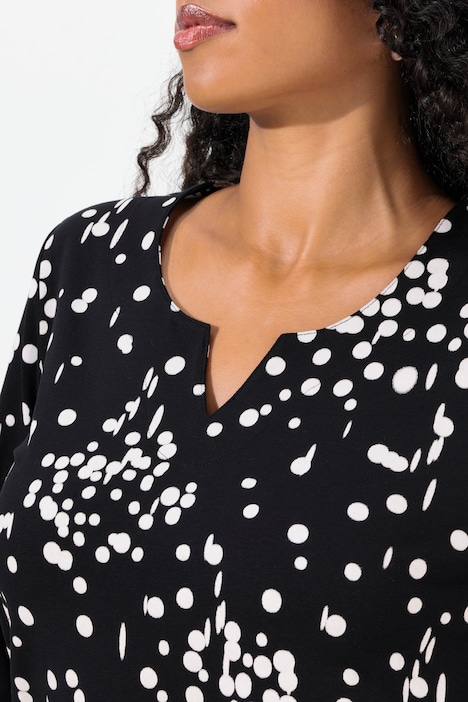 Shirt, Tupfen, Tunika-Ausschnitt, 3/4-Arm