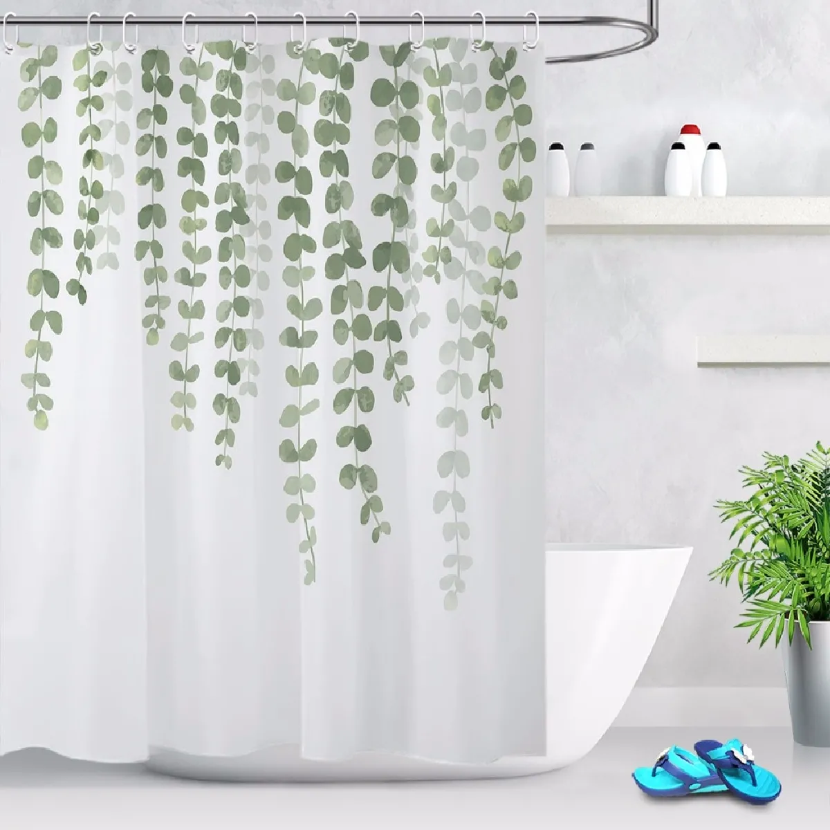 Universal Rideau de Douche Feuilles Vertes