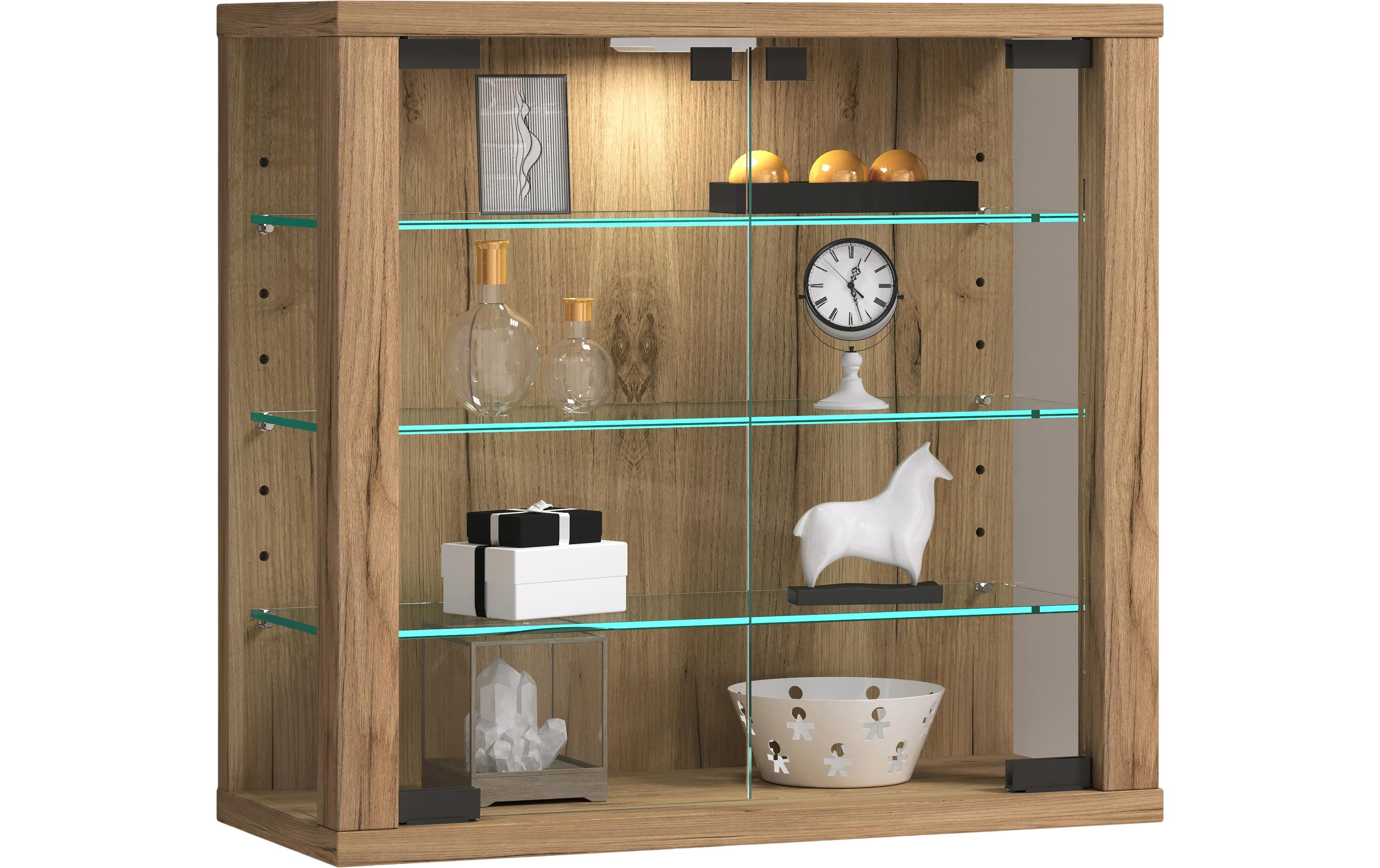 Vitrine Vitrosa S 42.6 x 39.9 cm, Honig-Eiche<br>Hängevitrine für die Wandmontage