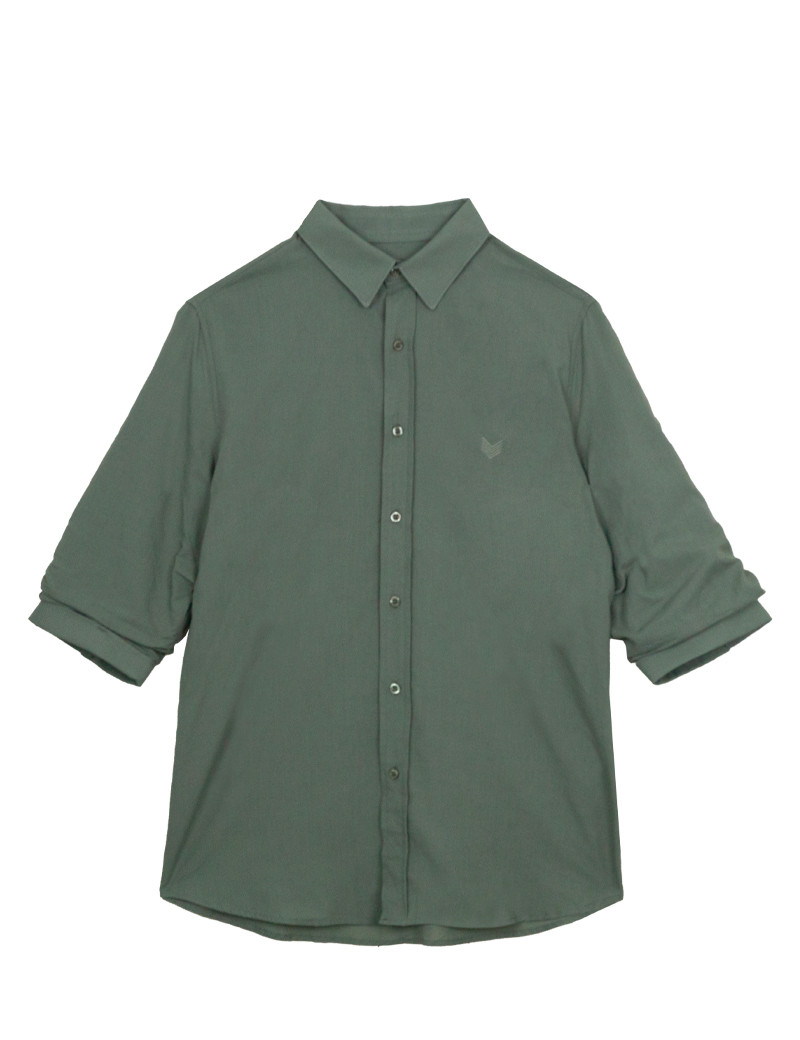 HBT CHEMISE HOMME CHARLIE COTON MANCHES 3/4 VERTE