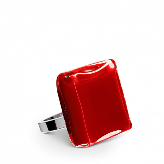 Bague en verre soufflé - Carré Mini Milk