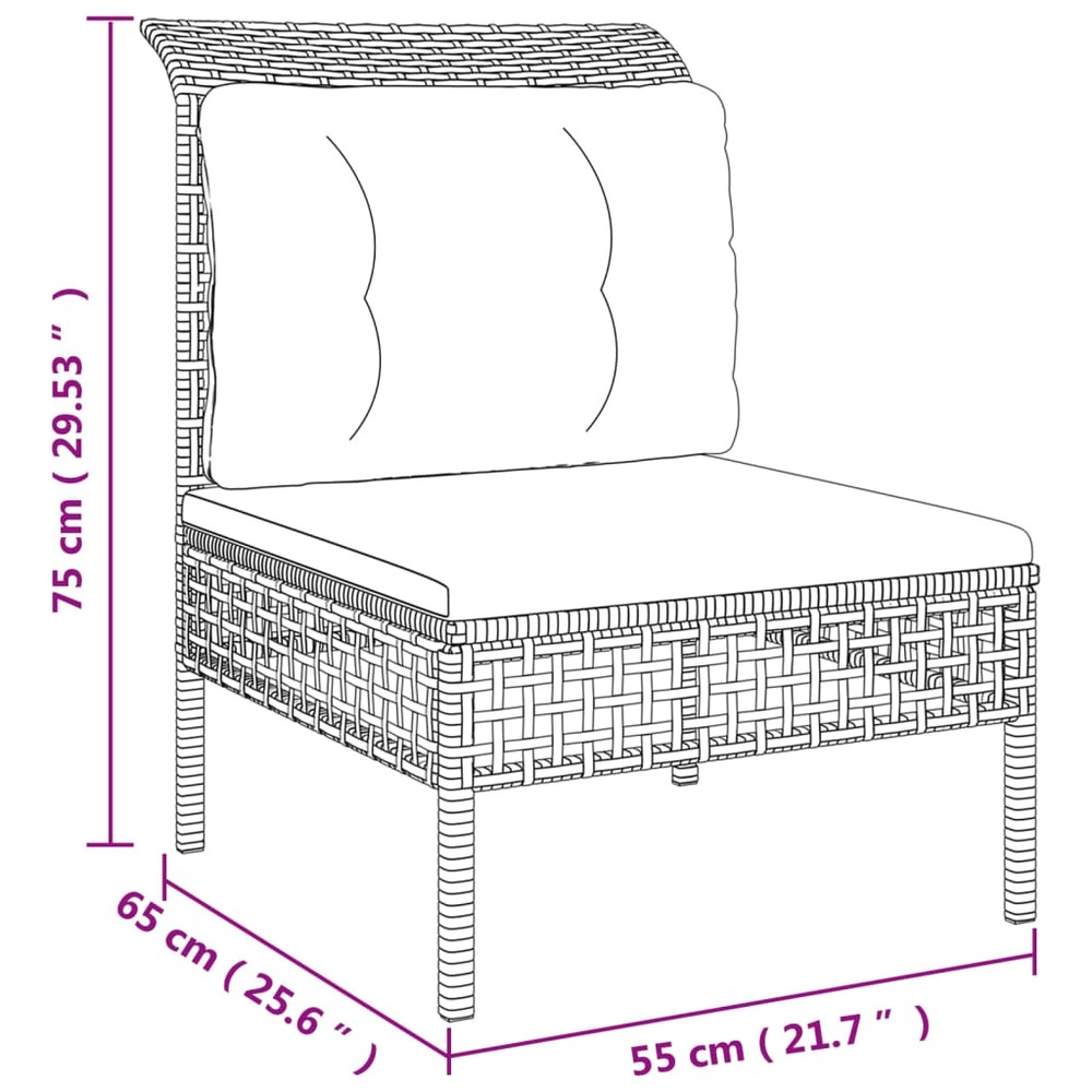 Salon de jardin meuble d'extérieur ensemble de mobilier 12 pièces avec coussins gris résine tressée