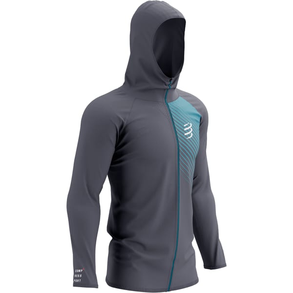 Veste trail COMPRESSPORT 3D THERMO SEAMLESS HOODIE ZIP MAGNET MOSAIC BLUE