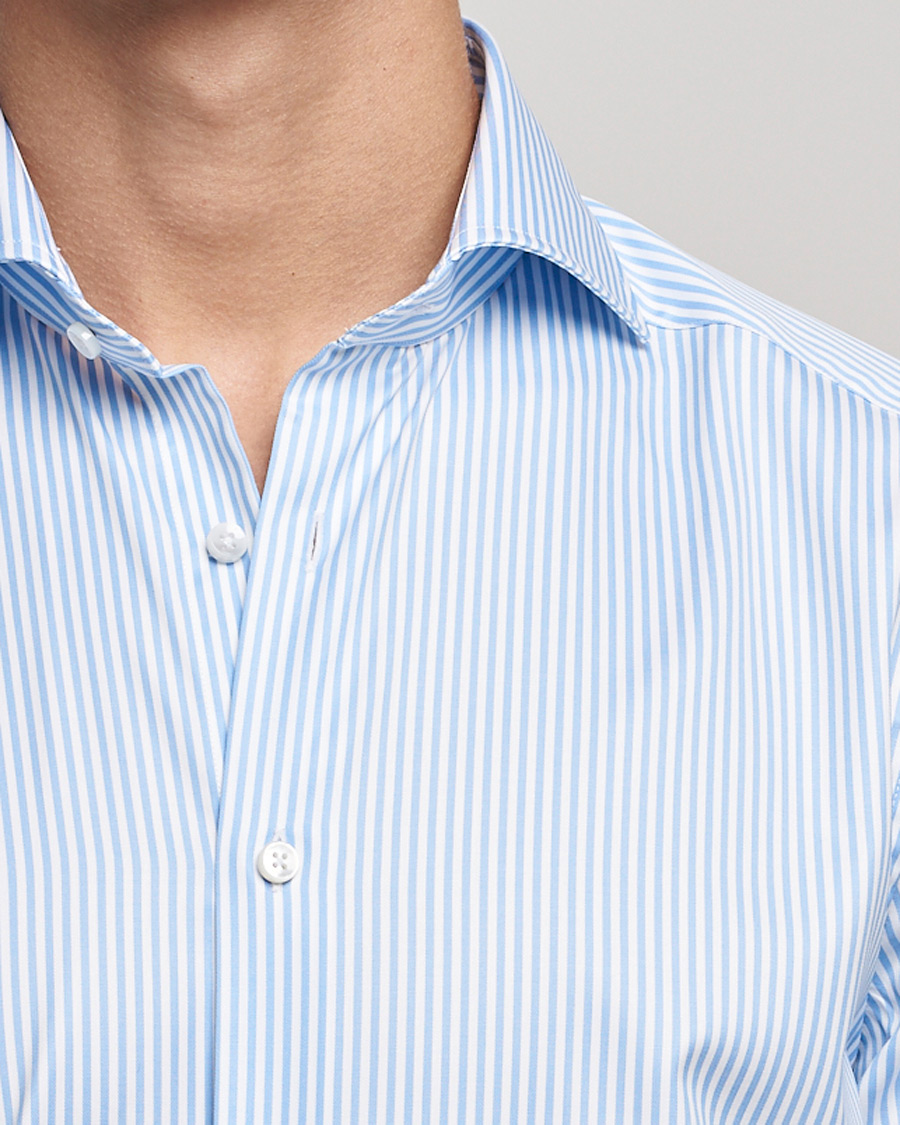 Stenströms Slimline Stripe Cut Away Shirt Light Blue