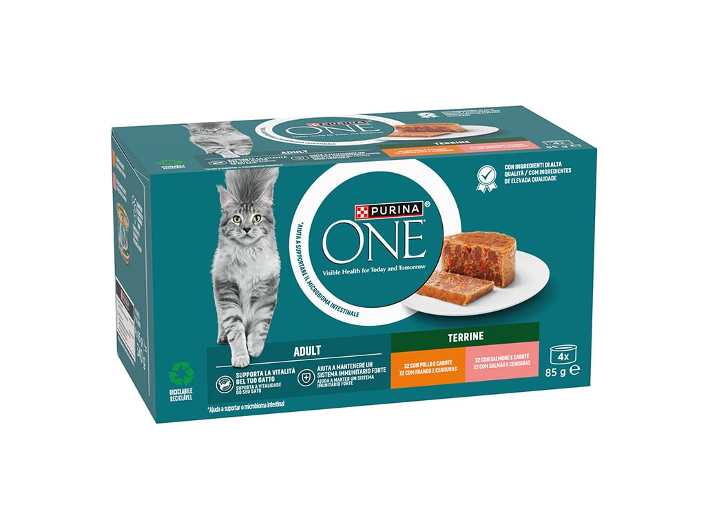 COMIDA HÚMIDA PARA GATO PURINA ONE SALMÃO / FRANGO 4X85G