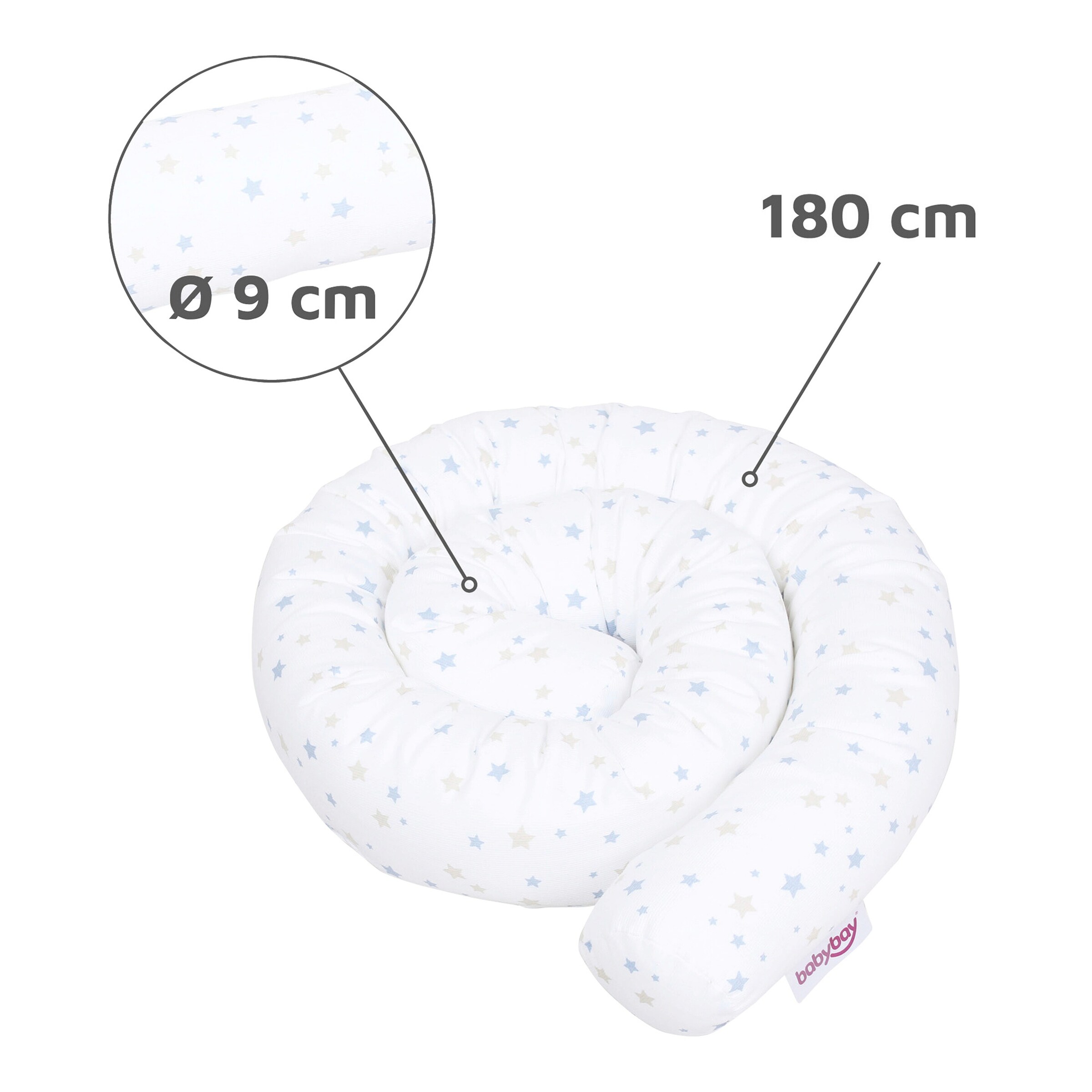 babybay® Nestchenschlange Piqué für alle Modelle weiß Sternemix sand/azurblau