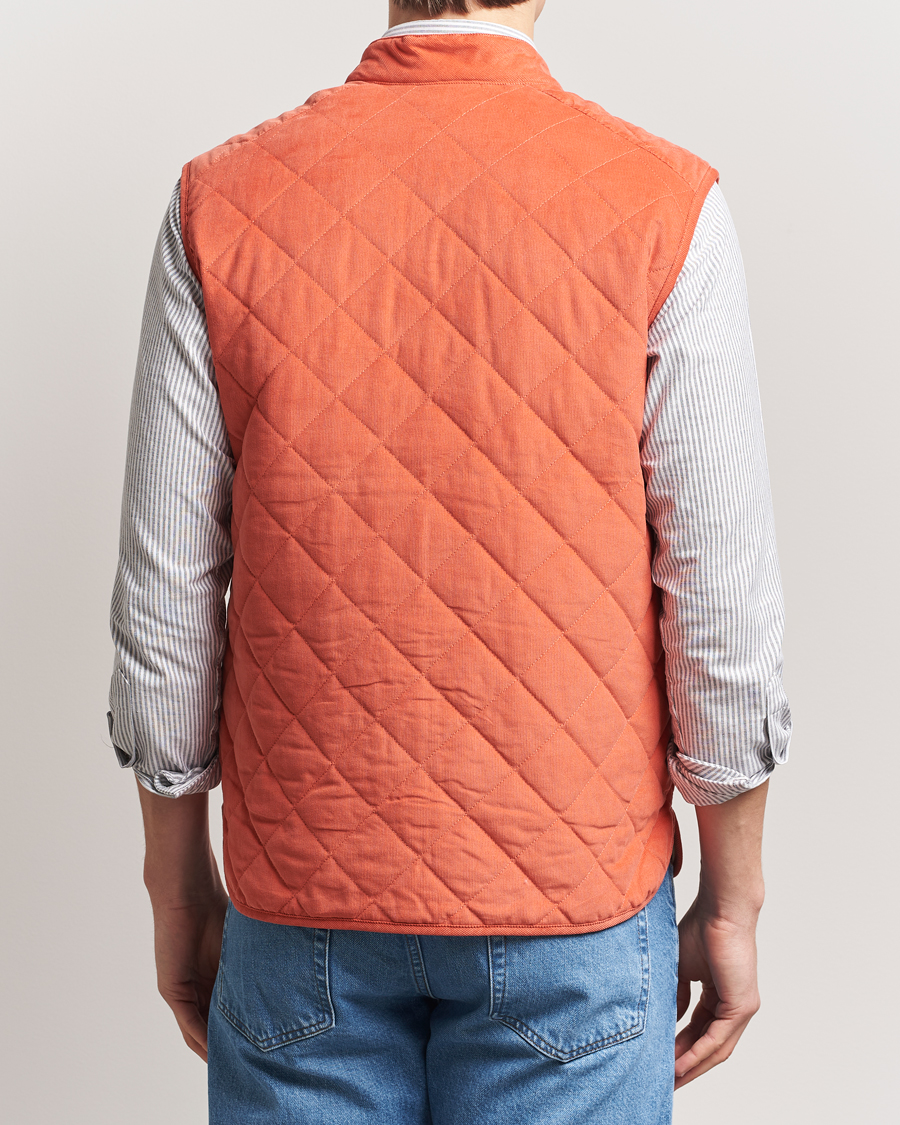 Morris Teddy Quilted Cord Vest Orange