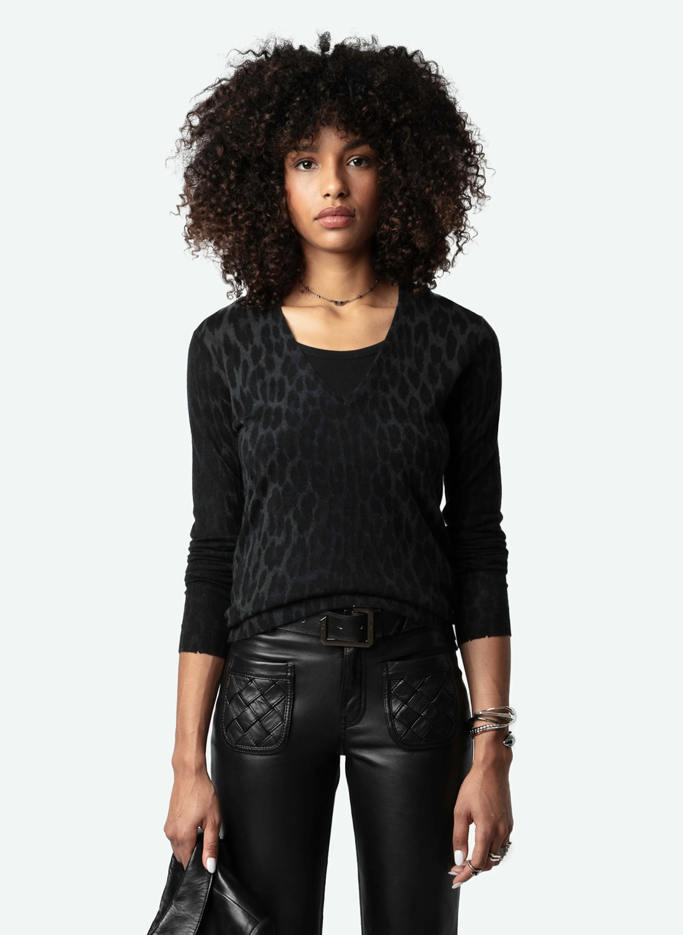 RIVY - Pull droit imprimé en cachemire| Vert