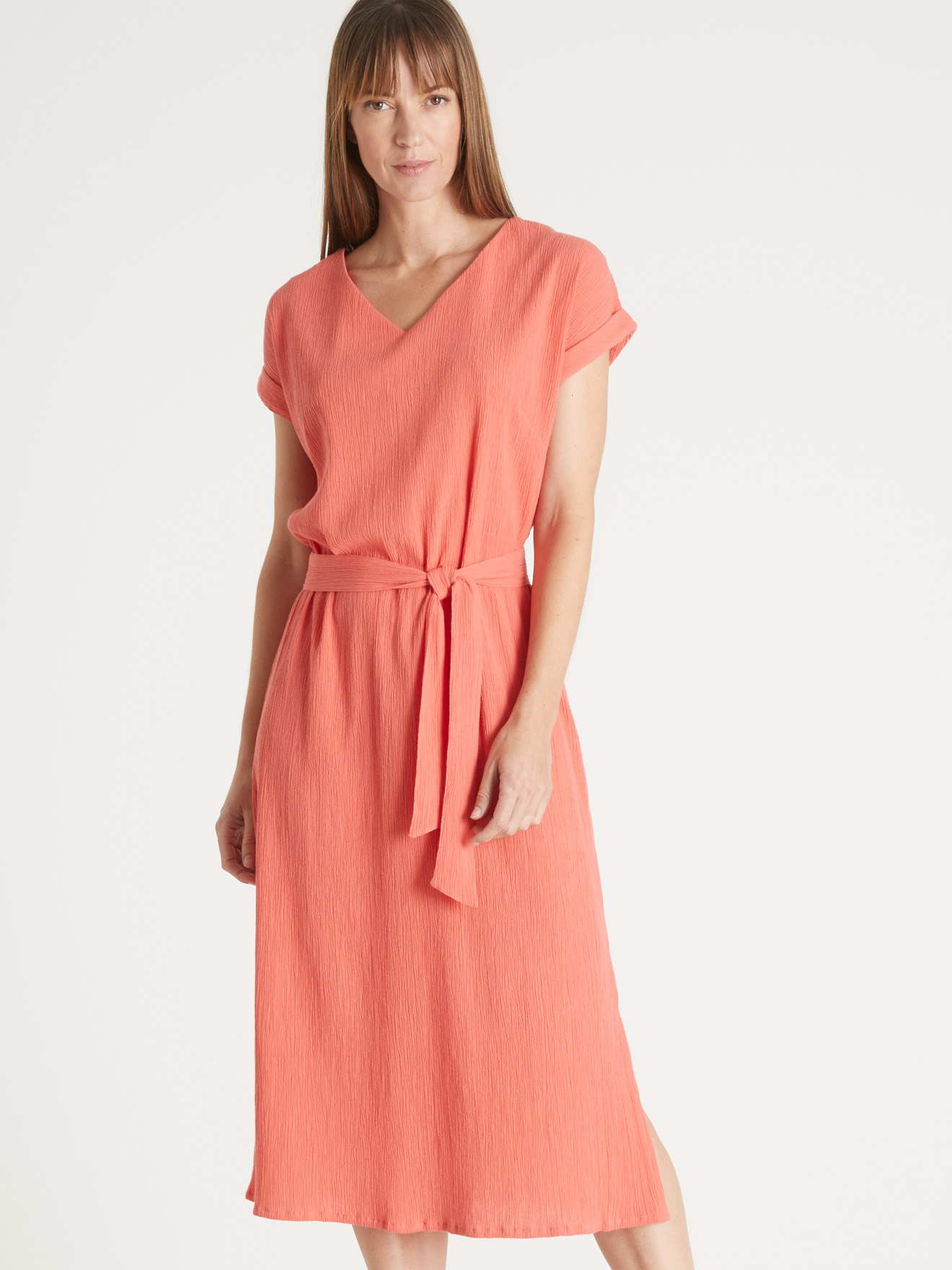 Robe longue en crépon pur coton