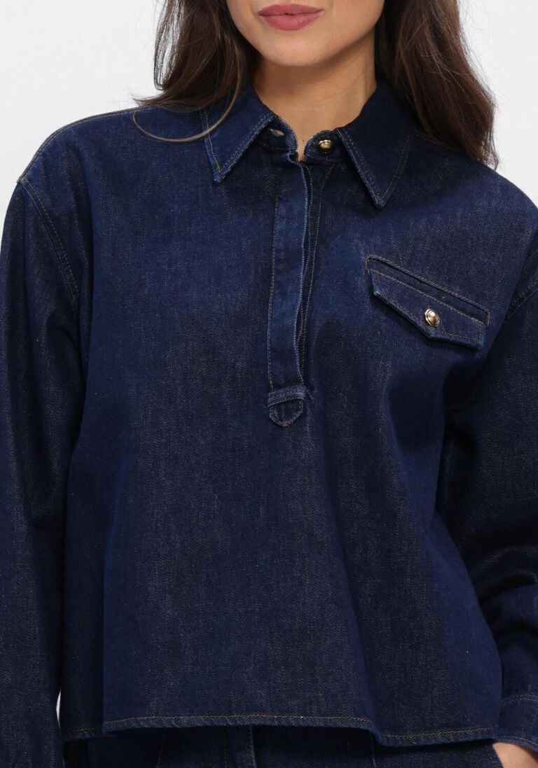 donkerblauwe luisa cerano blouses denim-bluse
