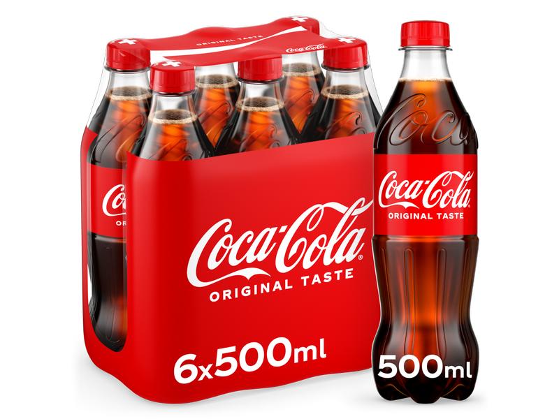 Coca Cola Soft-Drinks Original Taste 6 x 0.5 l Prickelndes Erfrischungsgetränk mit Koffein