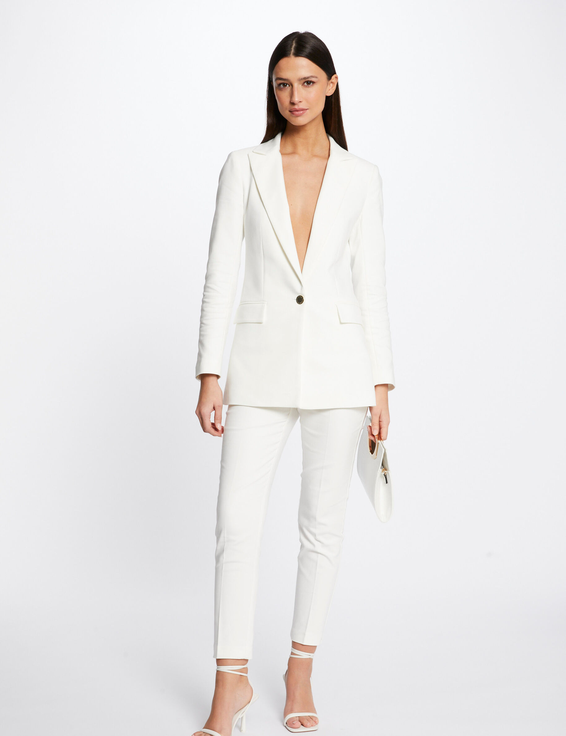 Pantalon city droit 7/8ème ecru femme - ecru