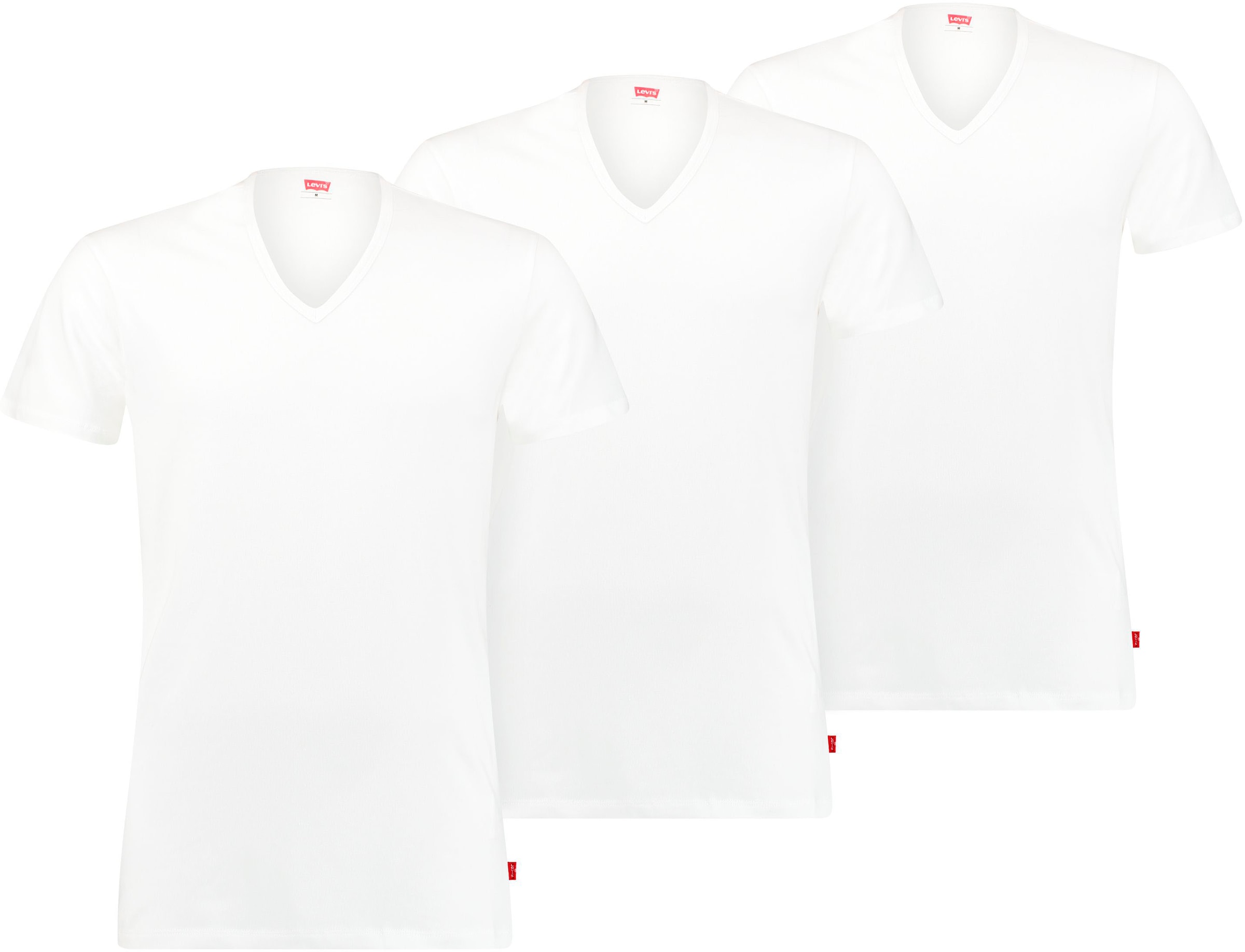 Levi's® T-Shirt, 3er-Packer Packung, V-Ausschnitt, Kurzarm, Cotton-Mix, elastisch