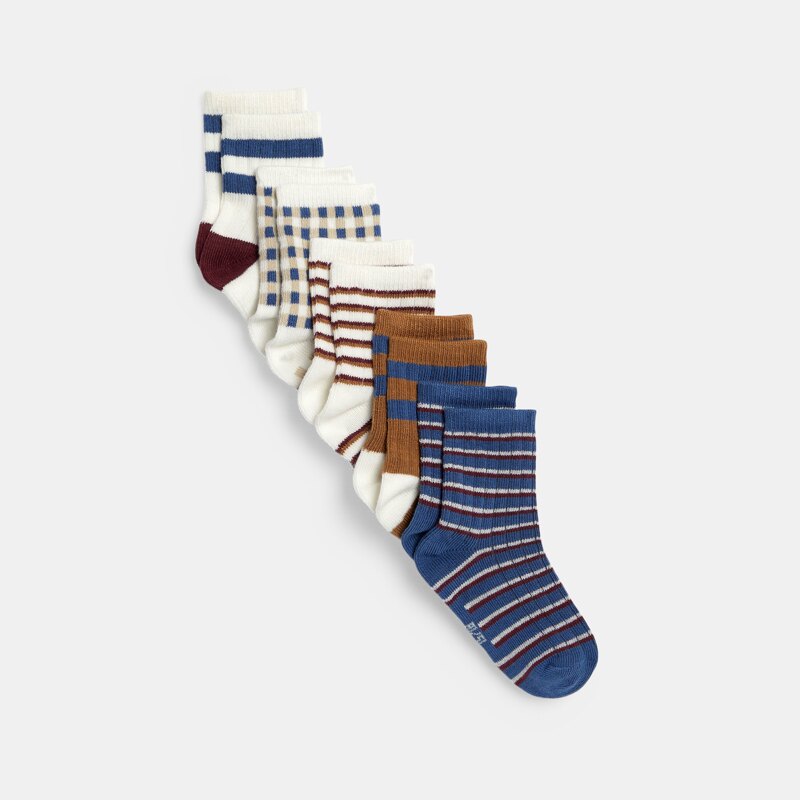 Chaussettes rayées bleu bébé garçon (lot de 5) Rouge