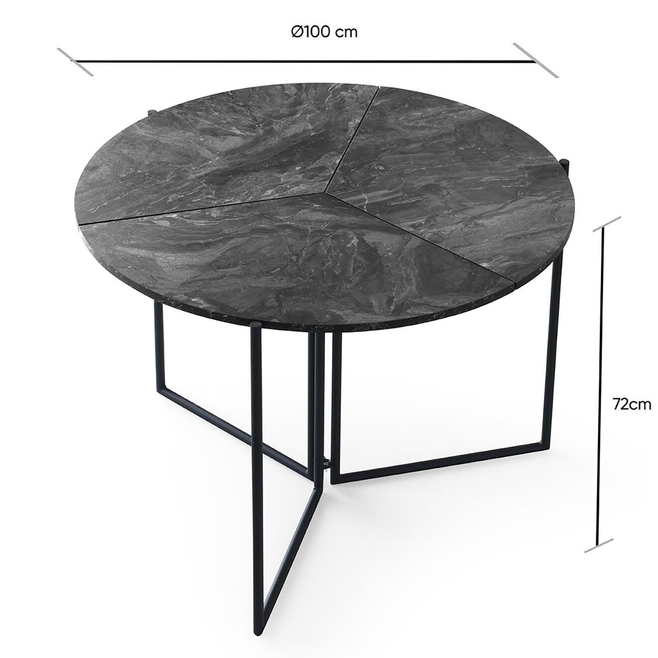 Wooden Art Table de salle à manger yaprak anthracite - 100x72x100 cm
