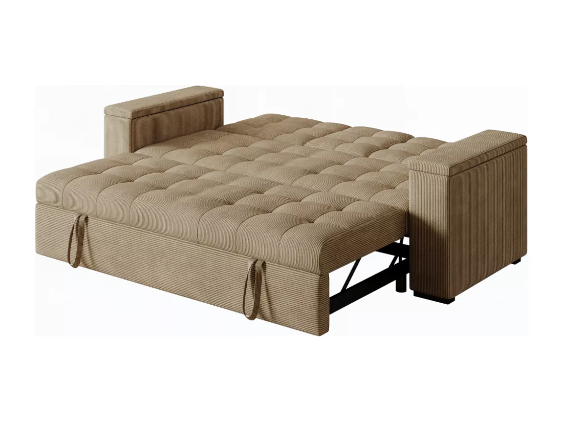 Canapé convertible 3 places modulable en velours côtelé beige NOHO