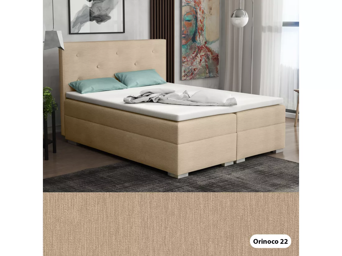 LIT BOXSPRING avec surmatelas Holta 180x200 cm, Orinoco 22 (Beige brun clair)