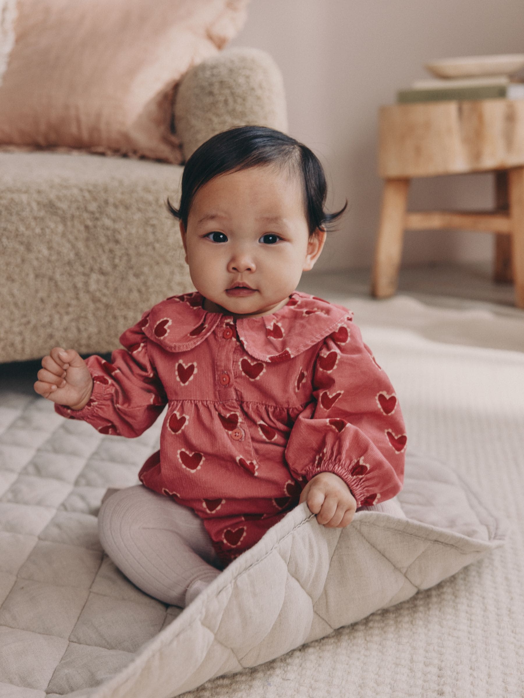 Rood/roze met hartjes - Babyrompers met bloemenprint Set 2 -delig met maillot (0mnd -3jr)