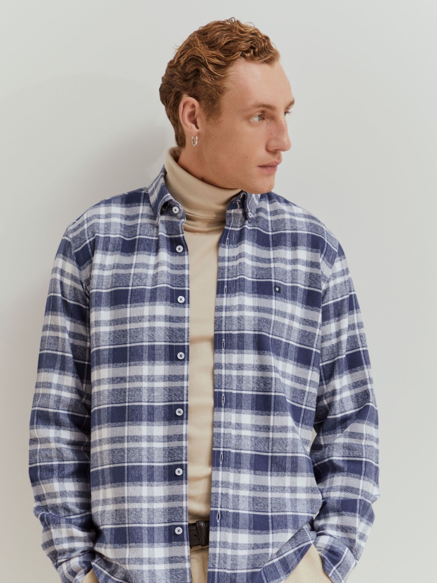 Camisa xadrez regular fit em flanela