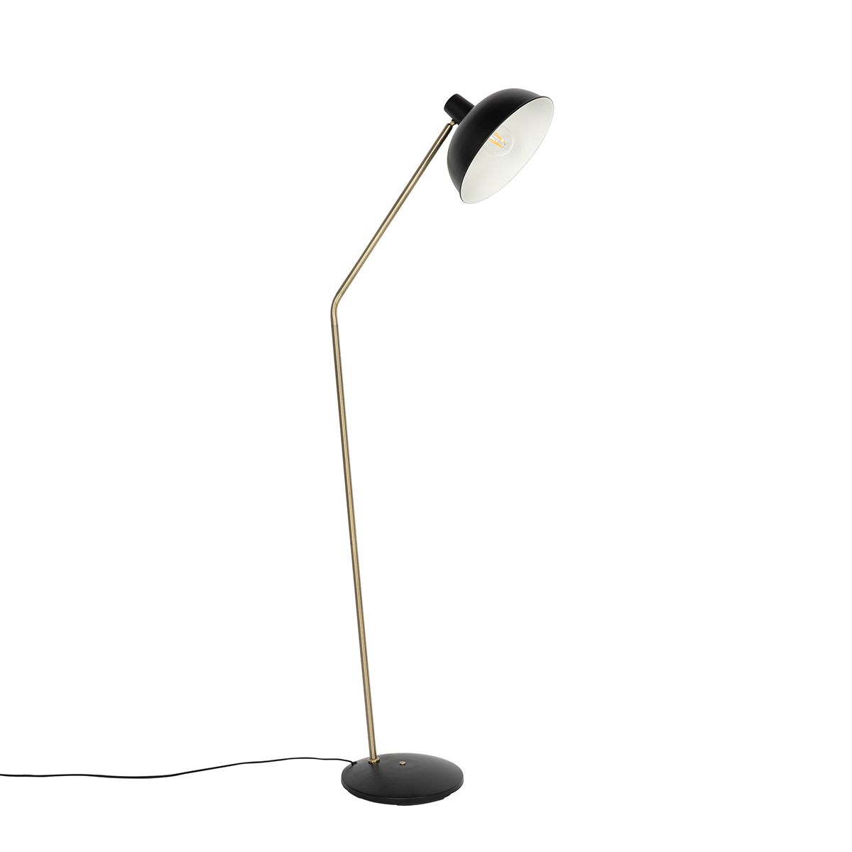 Retro vloerlamp zwart met brons - Milou