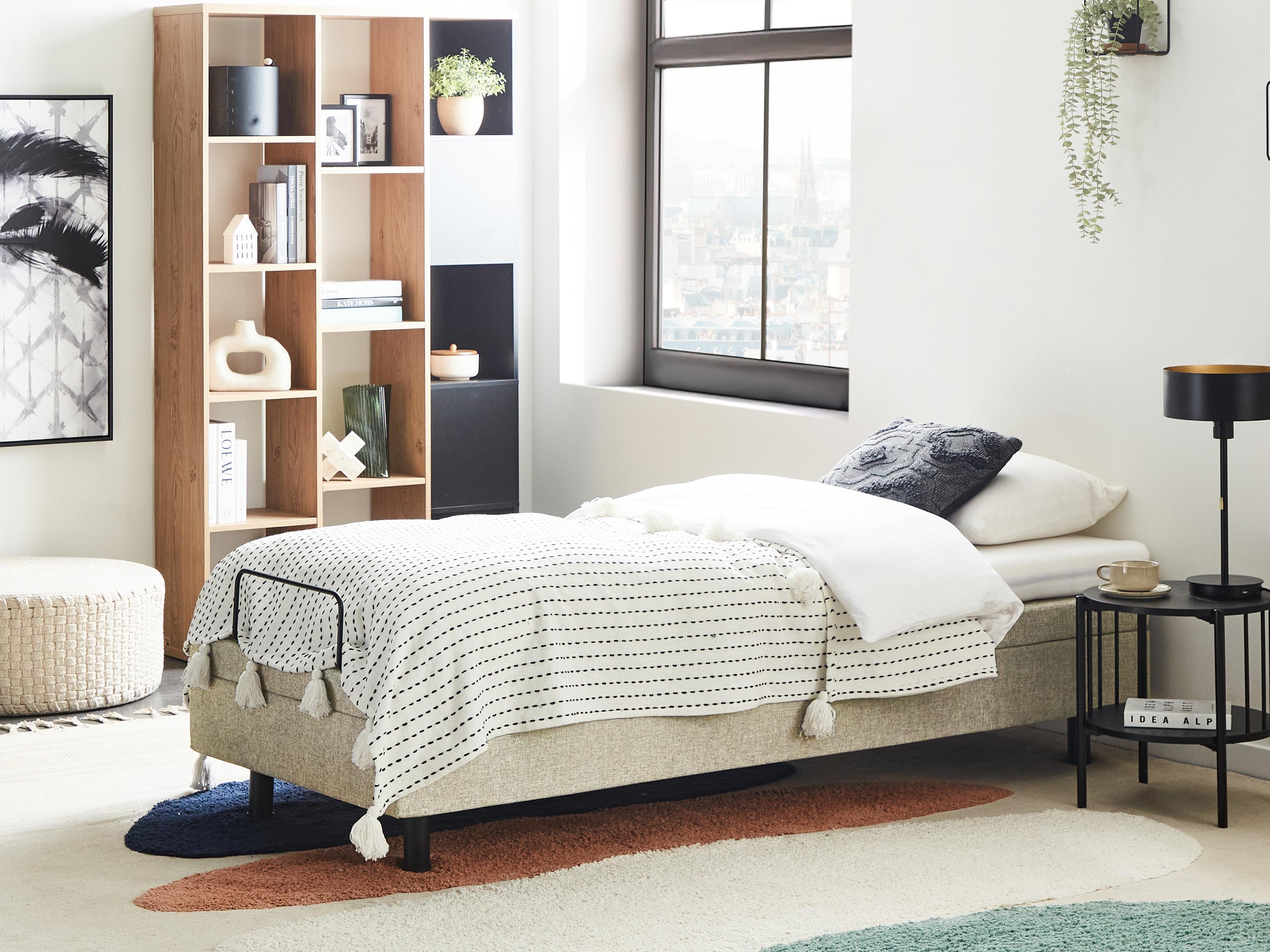Verstelbaar bed zonder hoofdbord Stof CASTELLAN 90 x 200 cm Beige