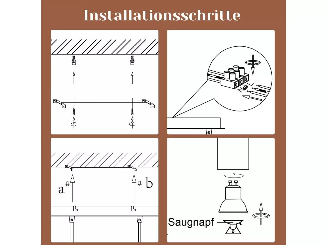 NETTLIFE Suspension Gu10 Or Noir Diam.170cm Métal 4 Ampoules - Lampe de Table à Industrielle Moderne pour Salon Café Salle à Manger Chambre