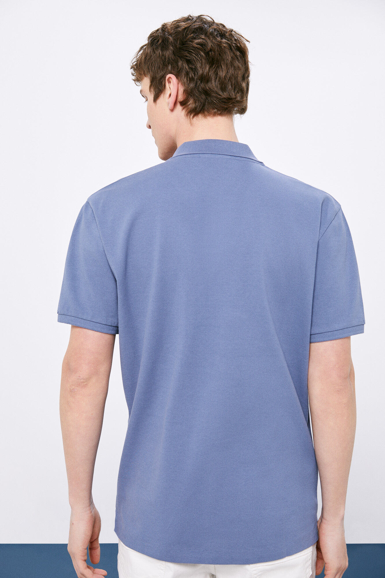 Camisa polo com gola resort - azul médio