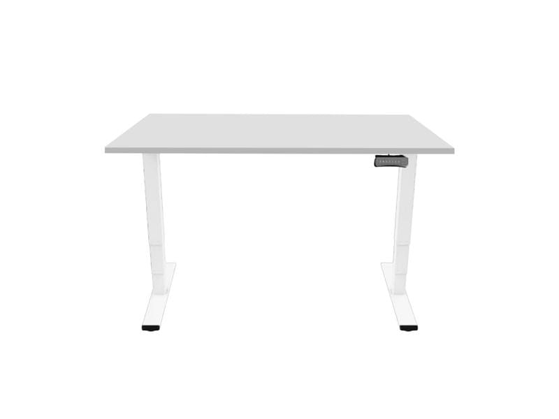 Contini RAL 9016 1.6 x 0.8 m Weiss mit Grauer Tischplatte Abwechslungsreiches Arbeiten im Stehen und Sitzen