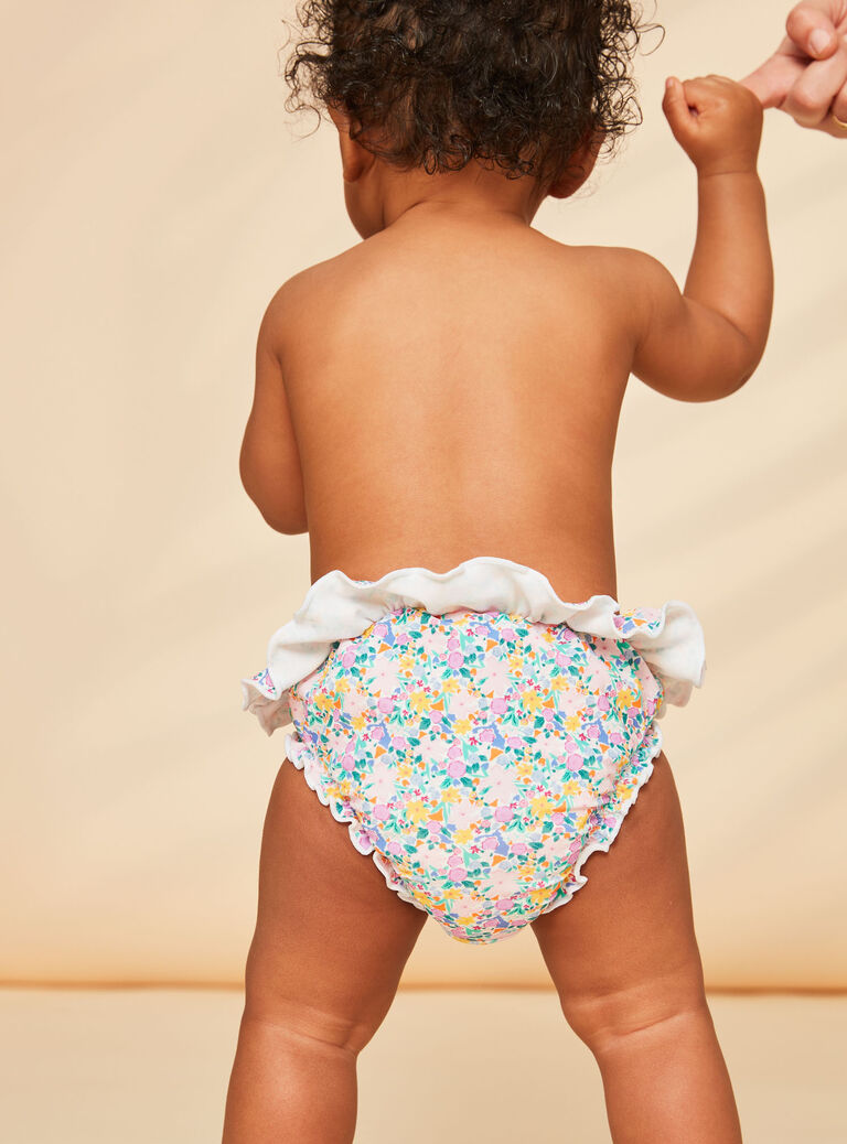 Maillot de bain rose et vert à imprimé fleuri