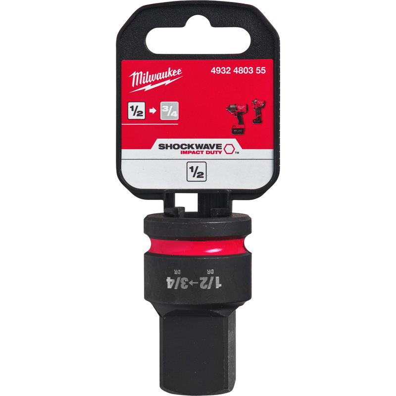 Milwaukee doppen verloopstuk Shockwave 1/2 naar 3/4