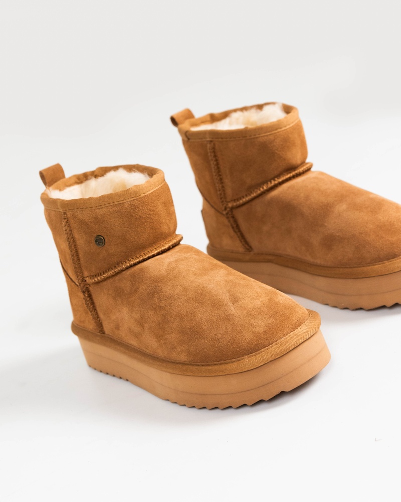 Warmbat Australia Wallaby Plateau Gevoerde boots  - cognac