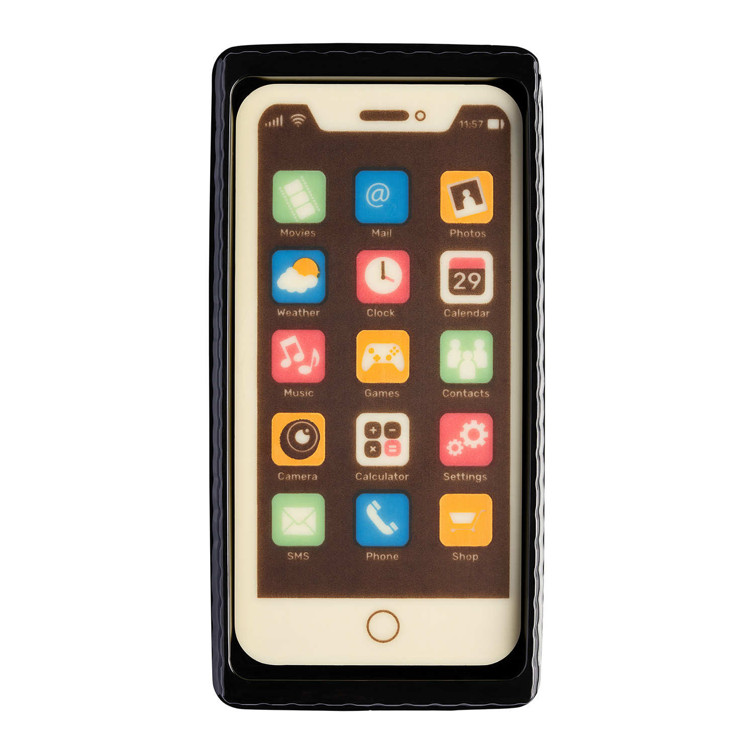 Téléphone en chocolat blanc
