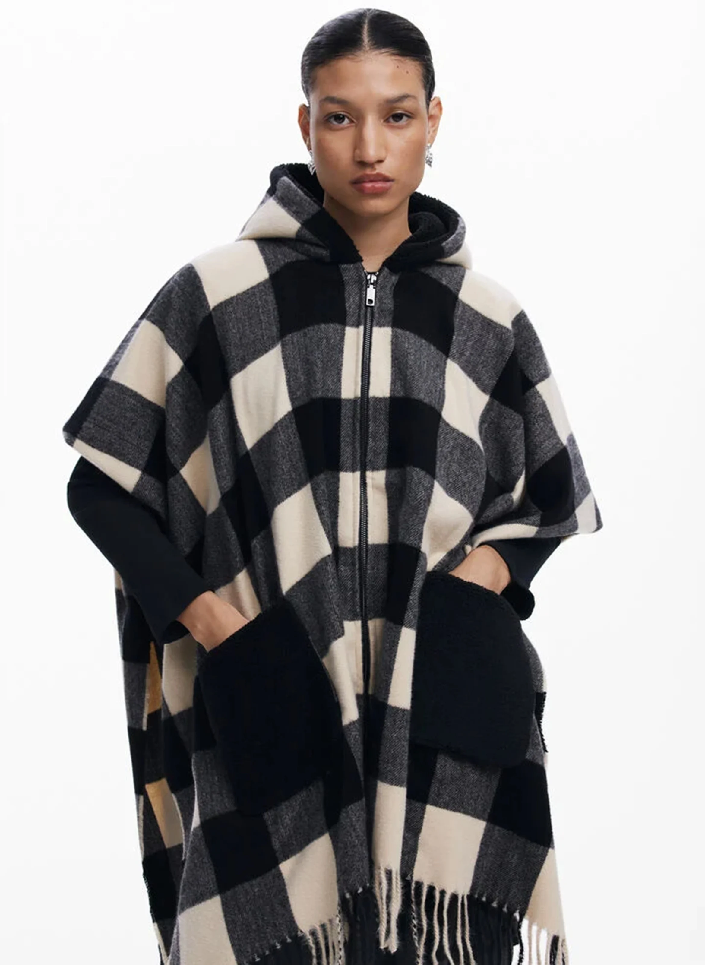 Poncho à capuche | Noir