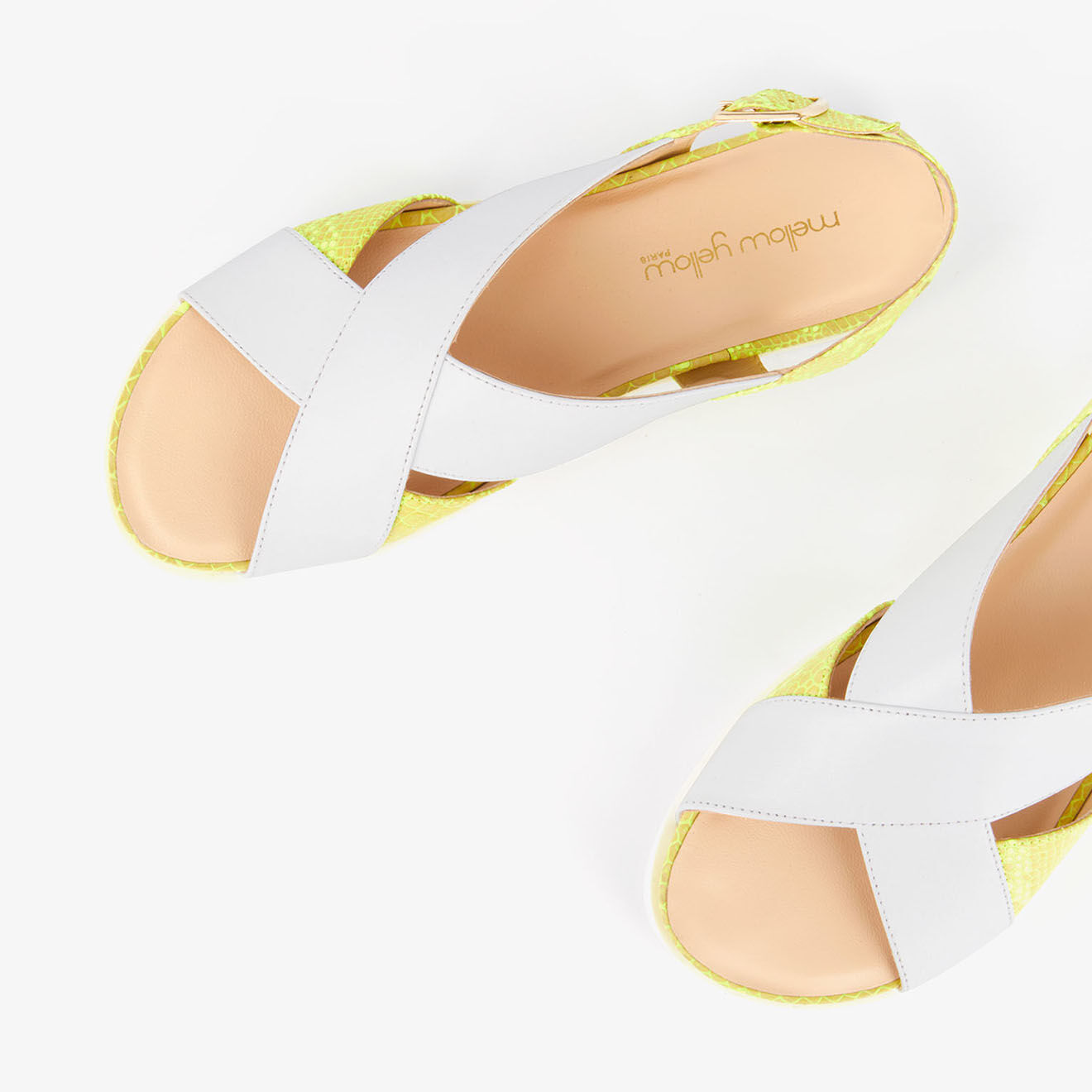 Mellow Yellow Sandales en Cuir Hooba blanches