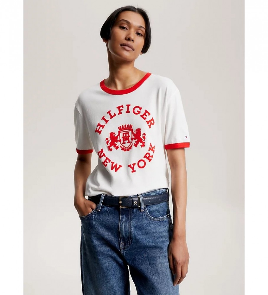 Camiseta Tommy Hilfiger Velvety White College Logo