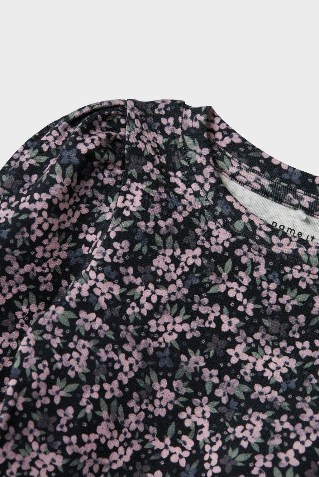 NAME IT gebloemde longsleeve NMFOJATAS donkerblauw/roze