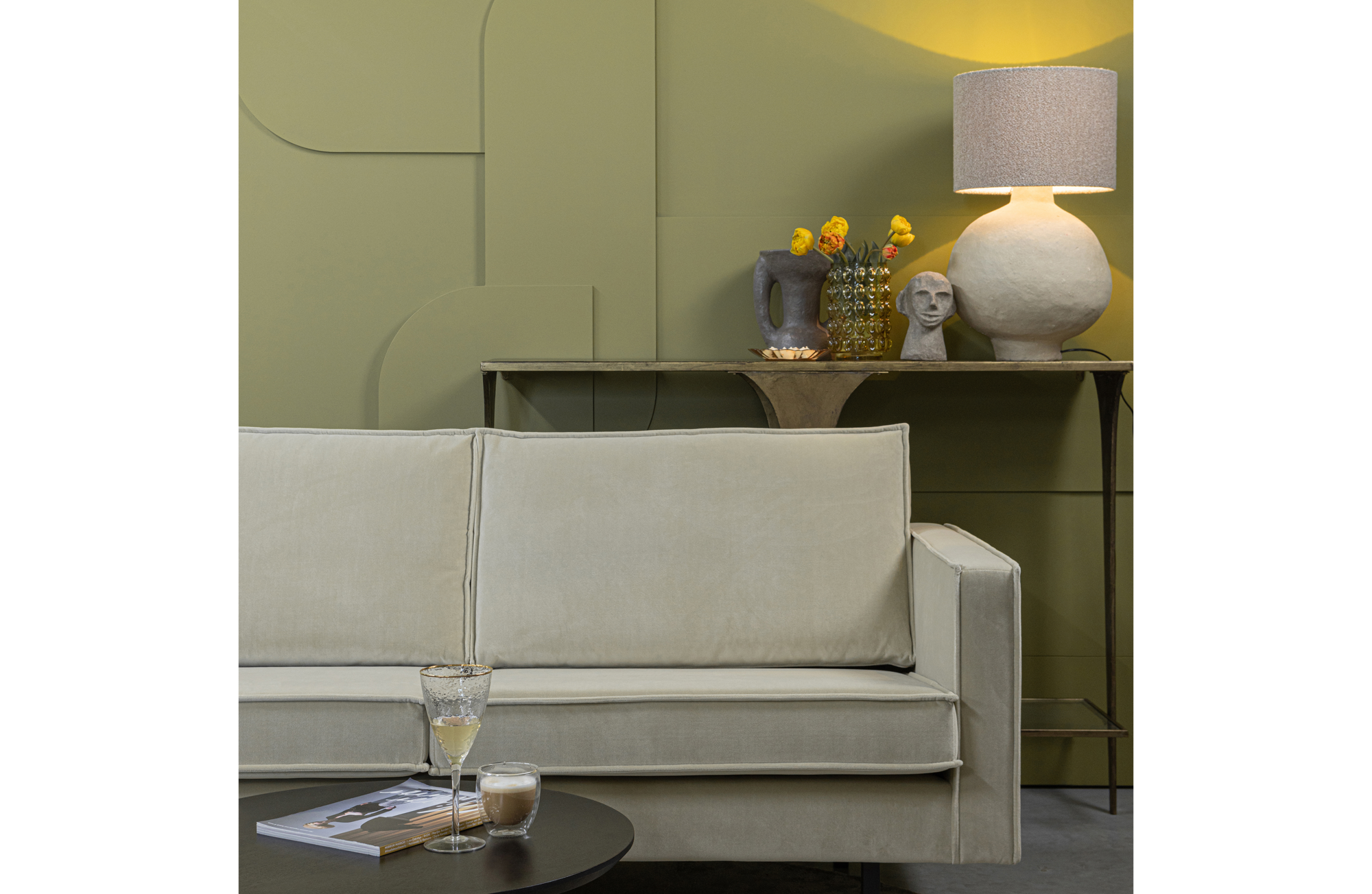 BePureHome hoekbank Rodeo fluweel Rechts - Khaki
