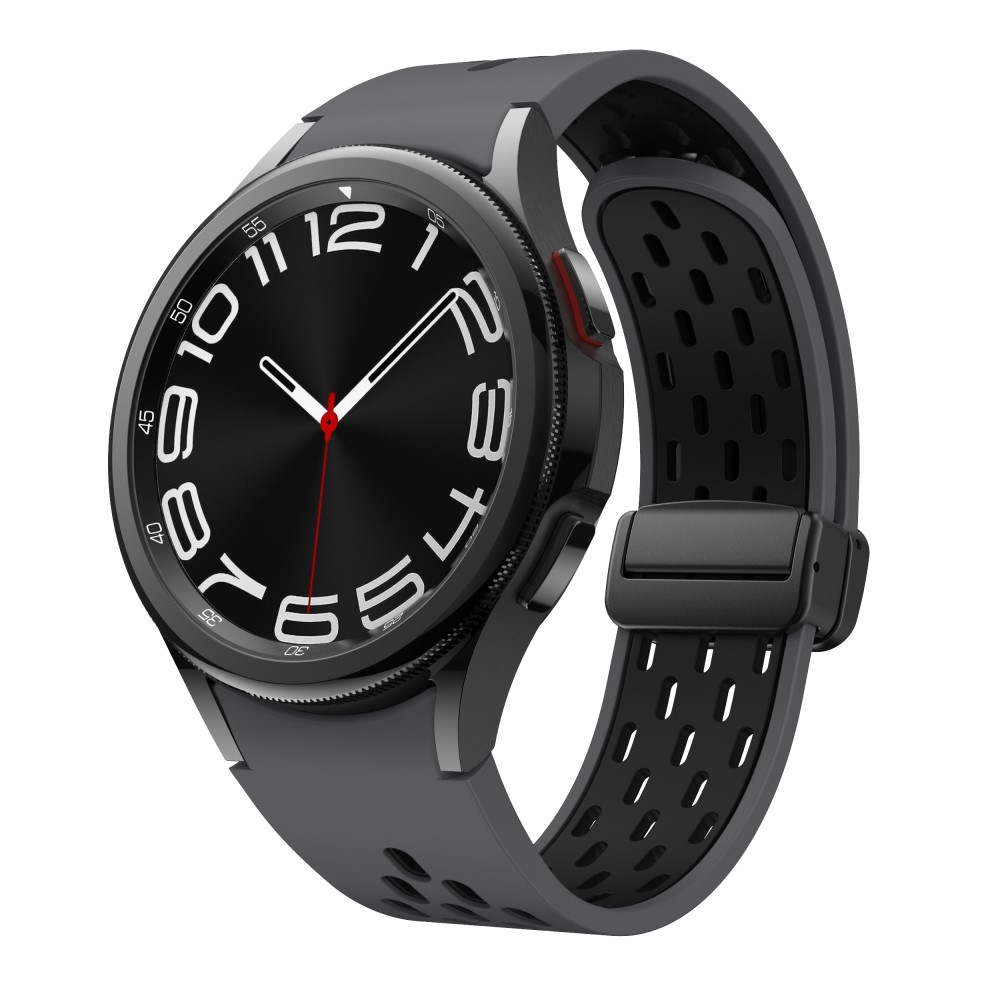 Samsung Galaxy Watch 4 (40mm) Ersatz Sport Silikon Armband mit schwarzem Magnetverschluss (Gelenkumfang: 180 - 240mm) - Schwarz
