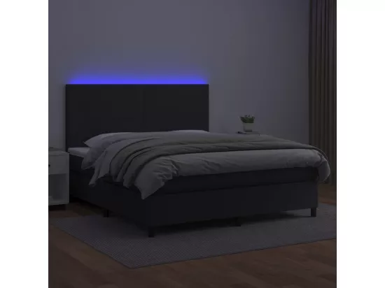 Sommier tapissier avec matelas et LED Noir 180x200cm Similicuir