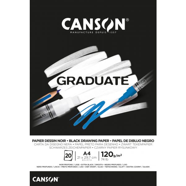 Canson Bloco A4 Graduate Preto 120Grs 20Fls