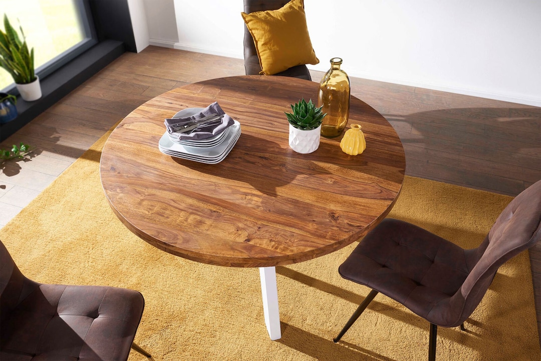 Esstisch Kilkenny Massivholz braun/weiß