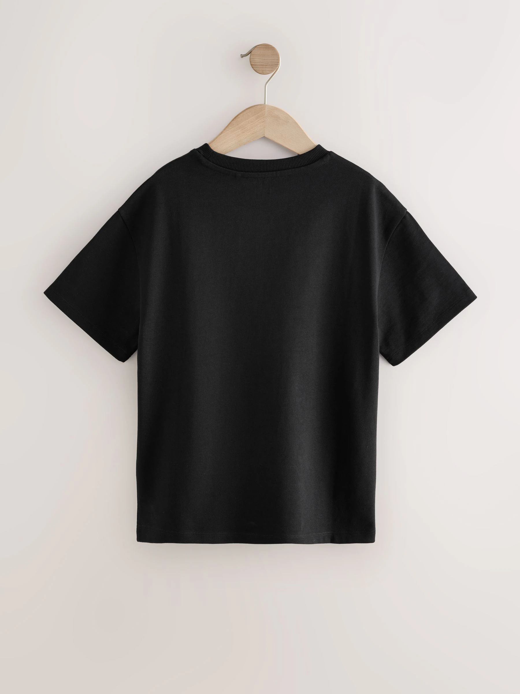Zwart - Oversized zwaargewicht 100% katoenen T-shirt (3-16jaar)