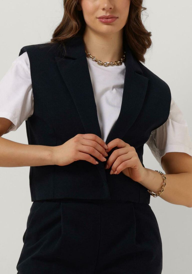 donkerblauwe ruby tuesday gilet relin cropped waistcoat