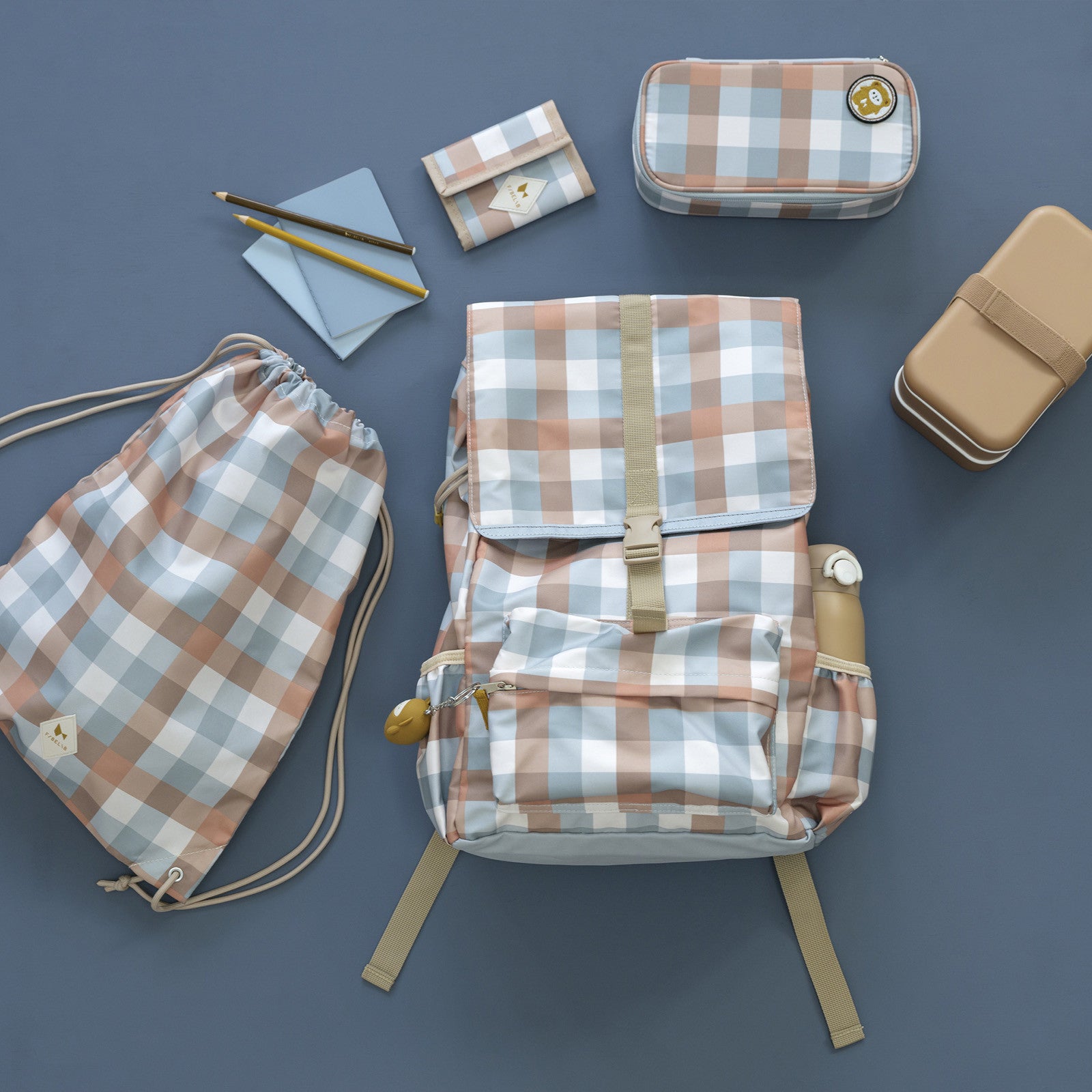 Rucksack  Fabelab Cottage Blue Checks gross