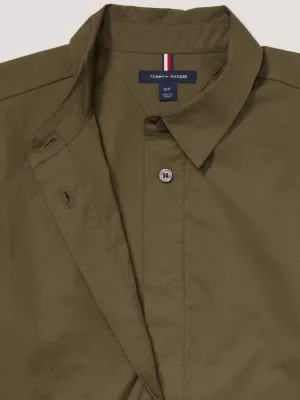 Vestido camisa na altura do joelho com detalhe de renda adaptável