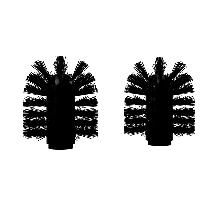 Nichba Design - Ersatz Bürstenkopf für Toilettenbürste mit Wandhalterung, schwarz (2er-Set)