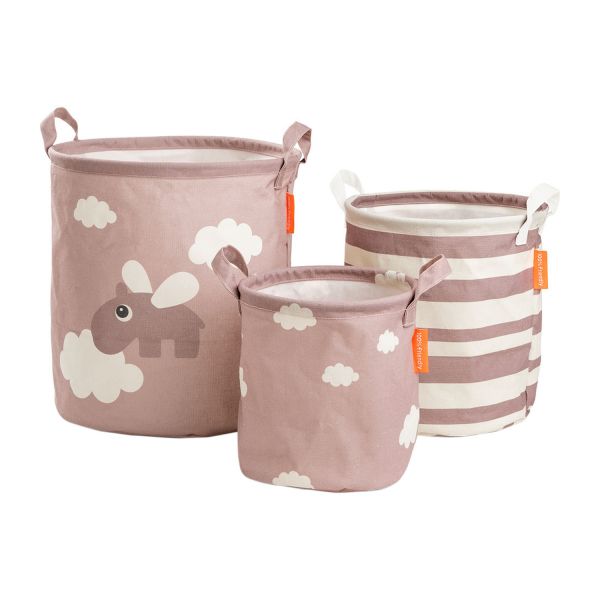 Done By Deer Happy Clouds Opbergmand - 3 Stuks - Powder
